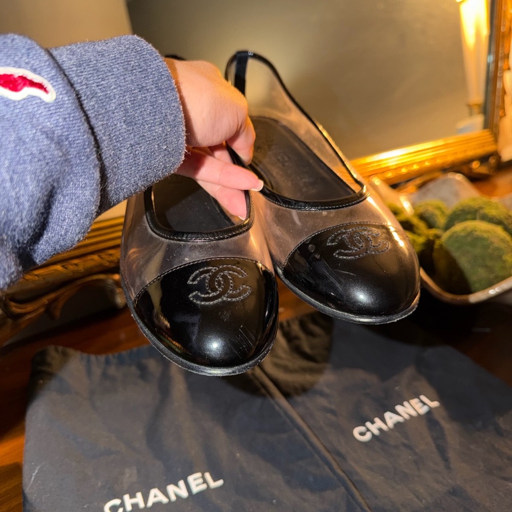 ON HOLD- DO NOT PURCHASE! Chanel Black and Transparent Flats - Picture 5 of 5